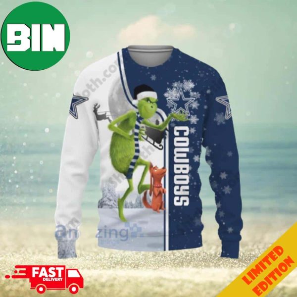 Dallas Cowboys Funny Grinch Ugly Christmas Sweater 2023 Gift For Men And Women