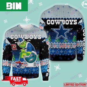 Dallas Cowboys Grinch Toilet 3D For Family 2023 Holiday Ugly Christmas Sweater