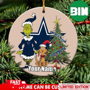 Dallas Cowboys Logo NFL Ugly Grinch Christmas Ornament Custom Name For Fans
