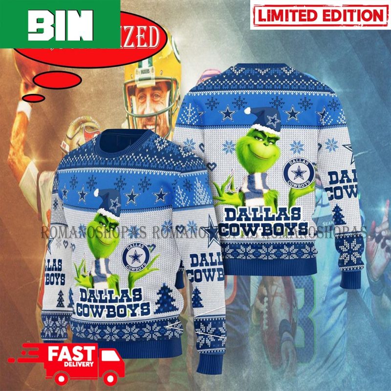 NFL Dallas Cowboys Funny Grinch Christmas Ugly 3D Sweater For Men And Women  Gift Ugly Christmas - Banantees