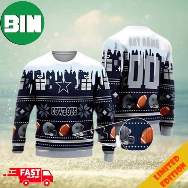 Dallas Cowboys NFL Santa Claus Custom Name And Number Ugly Sweater