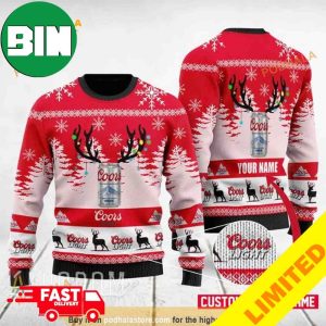 Deer Coors Light Xmas Funny 2023 Holiday Custom And Personalized Idea Christmas Ugly Sweater