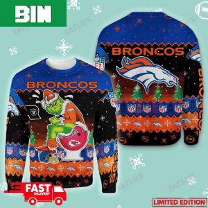 Denver Broncos Grinch Toilet 3D Holiday 2023 For Men And Women Ugly Christmas Sweater