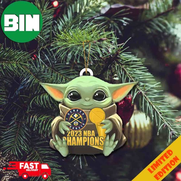 Denver Nuggets NBA Finals Champions 2023 Logo Tree Decorations Baby Yoda Hug Star Wars Ornament