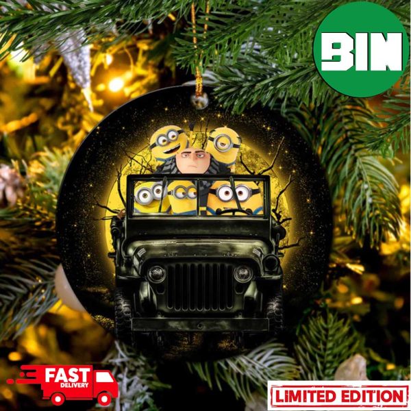 Despicable Me Gru And Minions Ride Jeep Funny Halloween Moonlight Perfect Gift For Holiday Ornament