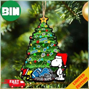 Detroit Lions Customized Your Name Snoopy And Peanut Ornament Christmas Gifts For NFL Fans