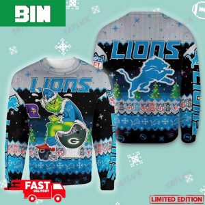 Detroit Lions Grinch Toilet 3D Holiday 2023 Ugly Christmas Sweater