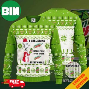 Dr Seuss I Will Drink Mountain Dew Here Or There Knitted Christmas 2023 Holiday Ugly Sweater