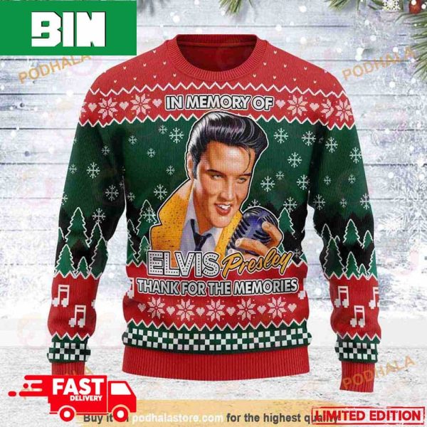 Elvis Presley King Of Rock Thank You Love Christmas Ugly Sweater