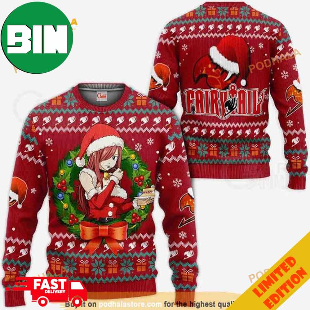 Fairy Tail Erza Scarlet Anime 2023 Holday Gift Ugly Sweater - Binteez