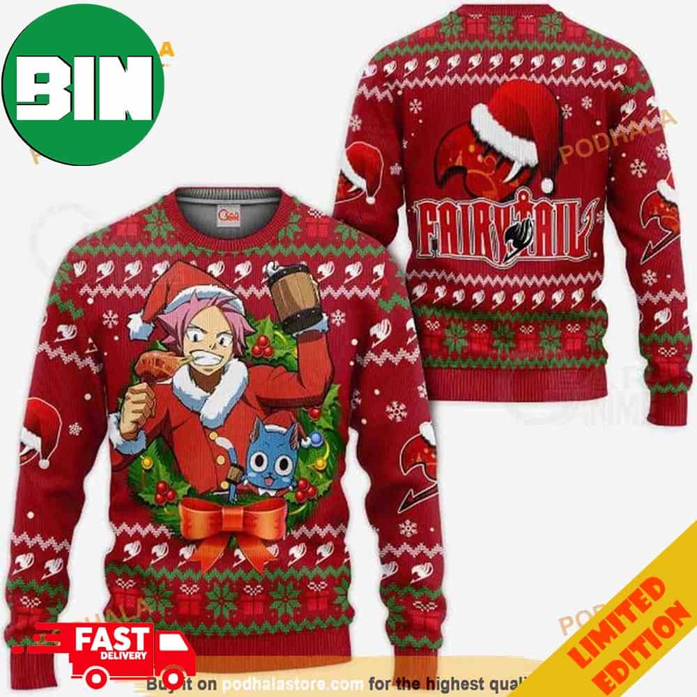 Fairy Tail Natsu Dragneel Anime Gift For Fans 2023 Holiday Ugly Sweater -  Binteez