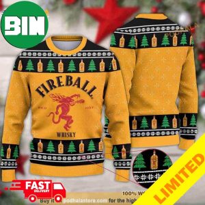 Firebal Whiskey Xmas Funny 2023 Holiday Custom And Personalized Idea Christmas Ugly Sweater