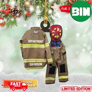 Firefighter Bunker Gear Dryer Uniform Custom Name 2D Christmas Ornament