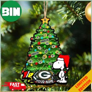 Green Bay Packers Customized Your Name Snoopy And Peanut Ornament Christmas Gifts For NFL Fans