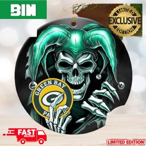 Green Bay Packers NFL Skull Joker Personalized Christmas Decorations Ornament For Fans