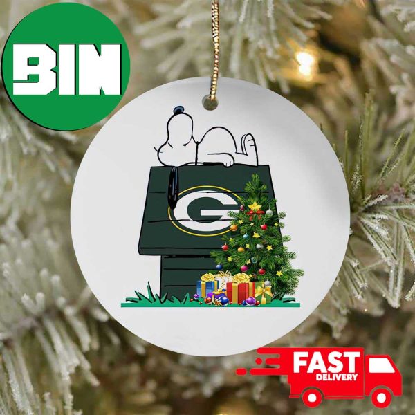 Green Bay Packers Snoopy NFL Football Ornaments 2023 Christmas Tree Decorations