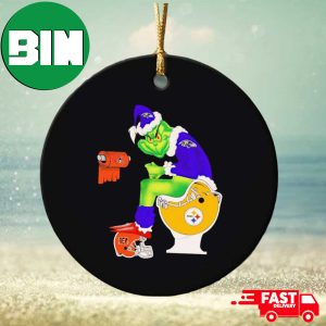 Grinch Baltimore Ravens Shit On Pittsburgh Steelers Funny Christmas Tree Decorations 2023 Ornament