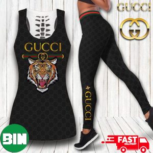 Gucci Black n White Tank Top And Leggings Luxury Sport Brand For