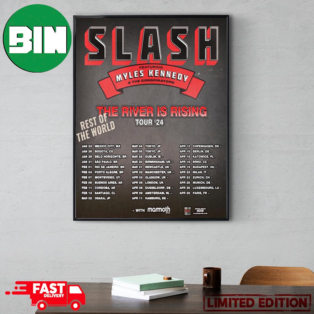 Guns N Roses And Slash Tour ft Myles Kennedy And The Conspirators The River Is Rising Tour 24 Schedule List Poster Canvas