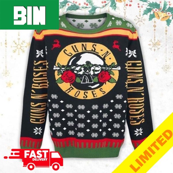 Guns N Roses Christmas Snowflakes Pattern 2023 Xmas Gift Ugly Sweater