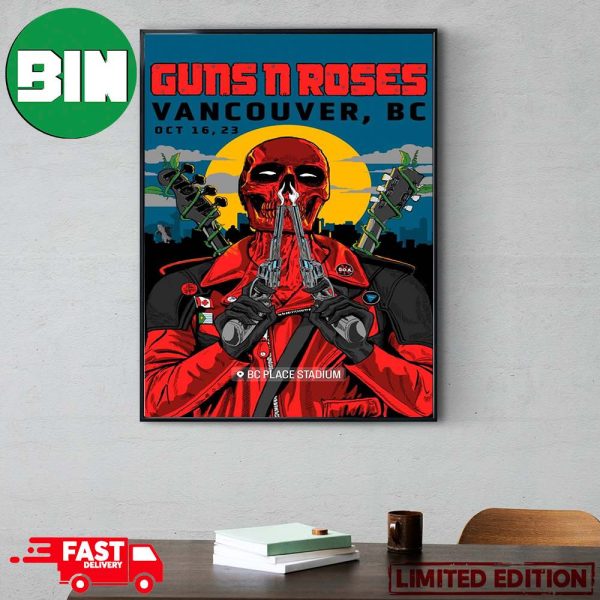 Guns N Roses Vancouver 2023 At BC Place Stadium October 16 Deadpool Skull Style American Tour Poster Canvas