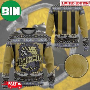 Harry Potter Hufflepuff Ver 3 Custom Name Christmas Pattern Ugly Sweater