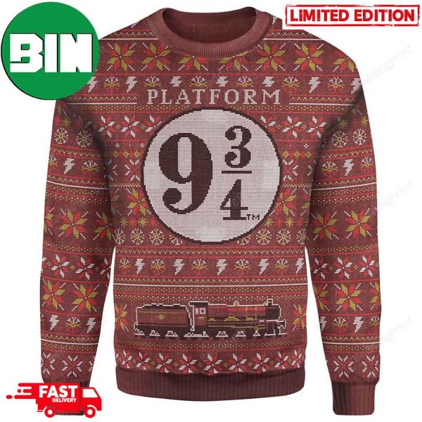 Harry Potter Platform Nine And Three Quarters Ugly Christmas Sweater