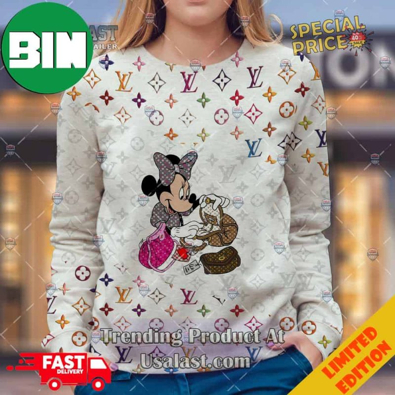 Mickey Mouse Louis Vuitton Blue Monogram Knitted Ugly Sweater Christmas -  Shop trending fashion in USA and EU