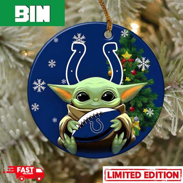 Indianapolis Colts Baby Yoda NFL Football 2023 Christmas Tree Decorations Ornament