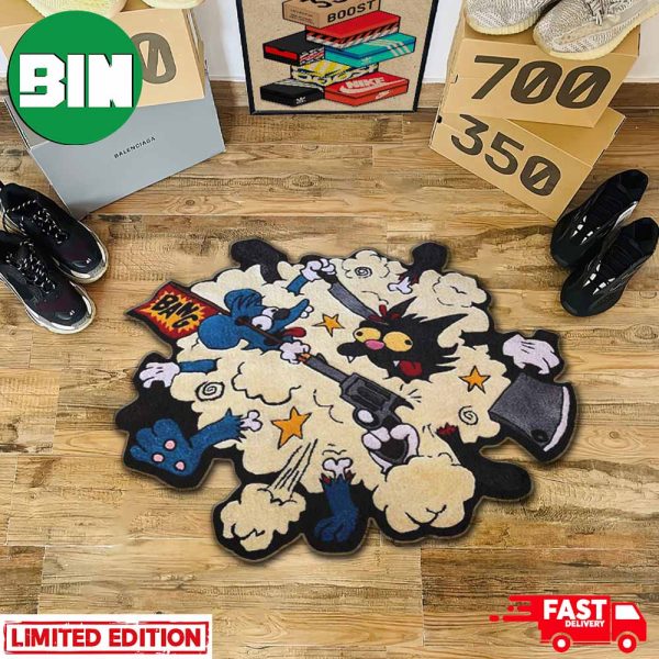 Itchy And Scratchy Fighting by Troublemaker Melbourne Home Decor Custom Rug Carpet For Living Room