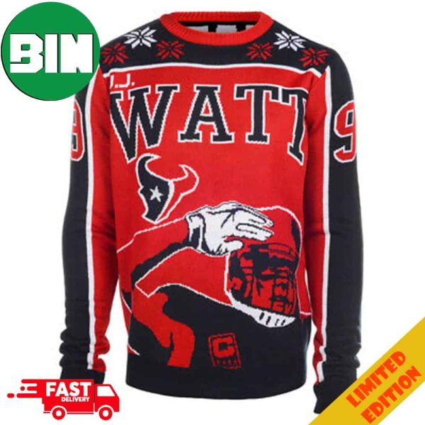 JJ Watt Number 99 Houston Texans NFL Player Limited Edition Christmas 2023 Holiday Gift Ugly Sweater