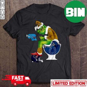 Jacksonville Jaguars Grinch Sitting On Indianapolis Colts Toilet And Step On Houston Texans Helmet NFL T-Shirt