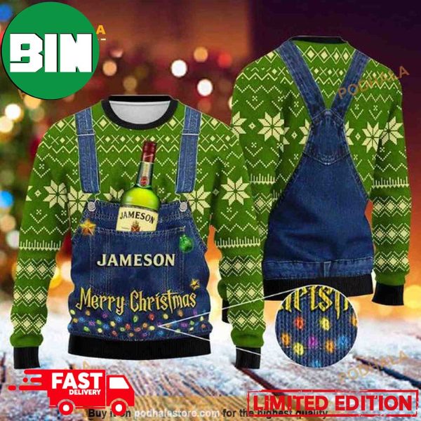 Jameson Whiskey Merry Christmas Xmas Wool Funny Ugly Sweater