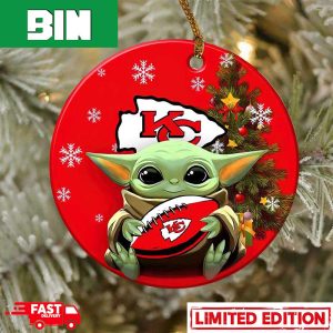 Kansas City Chiefs Baby Yoda NFL Football 2023 Christmas Tree Decorations Ornament