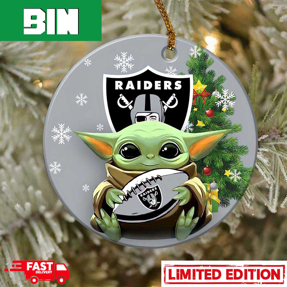 Las Vegas Raiders Baby Yoda NFL Football 2023 Christmas Tree Decorations Ornament
