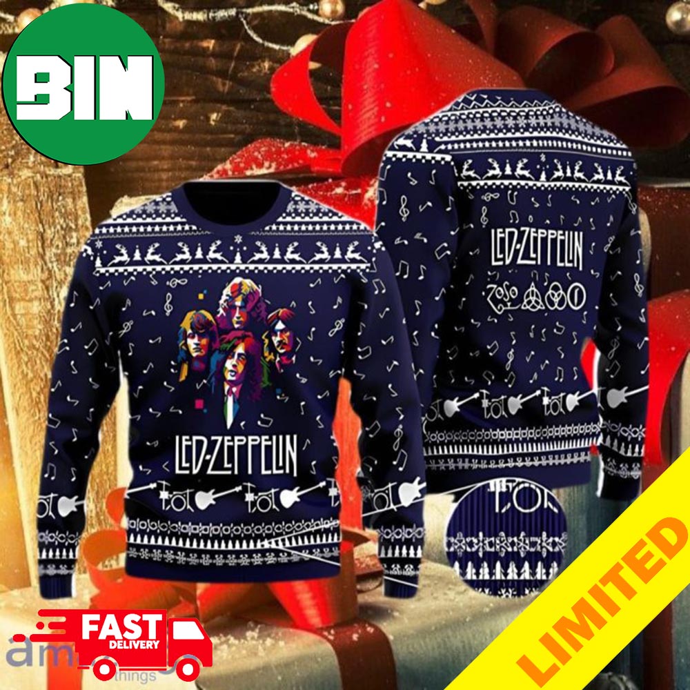 Led Zeppelin Band Fan Gifts 3D Christmas Holiday Ugly Sweater
