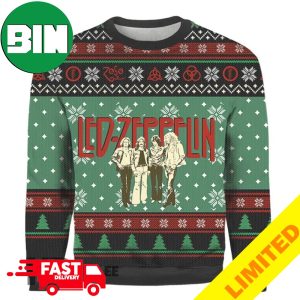 Led Zeppelin Christmas Snowflakes Pattern 3D Xmas Gift For Fans Ugly Sweater