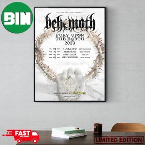 Legions of Australia and New Zealand The Fury Upon The Earth 2023 Schedule List Behemoth Band Poster Canvas