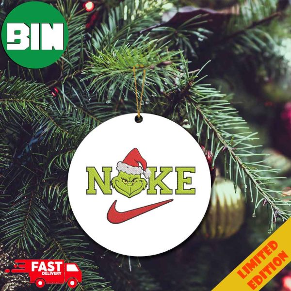 Logo Nike x Grinch Head Christmas 2023 Holiday Gift For Fans Christmas Tree Decorations Ornament