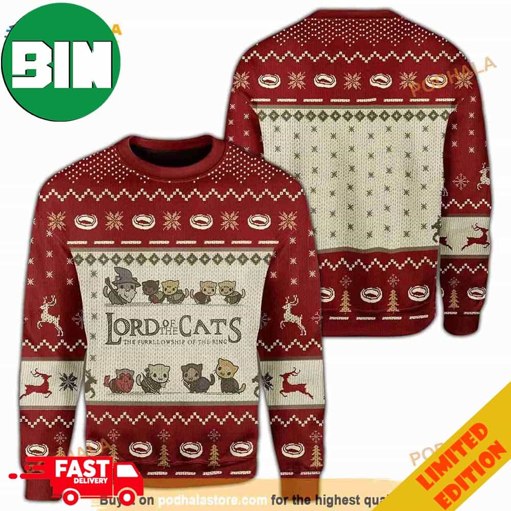 Lord Of The Cats Ugly Funny Lord Of The Rings Christmas 2023 Ugly Sweater