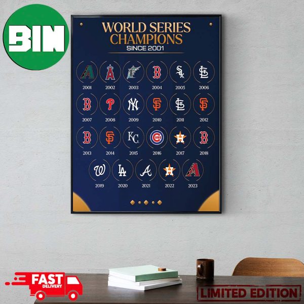 MLB World Series 2023 The Next Champions Arizona Diamondbacks World Series Champions List Since 2001 Poster Canvas