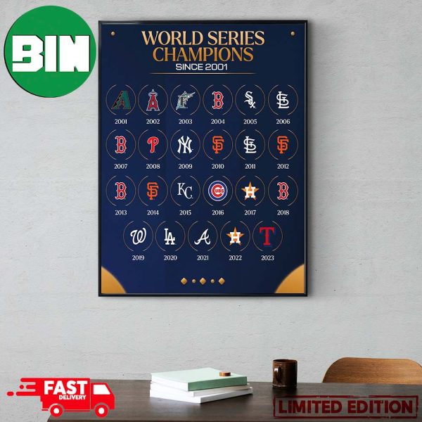 MLB World Series 2023 The Next Champions Is Texas Rangers World Series Champions List Since 2001 Poster Canvas