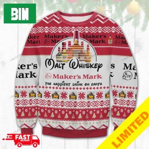 Malt Whiskey Maker’s Mark The Happiest Drink On Earth Christmas 2023 Holiday Ugly Sweater