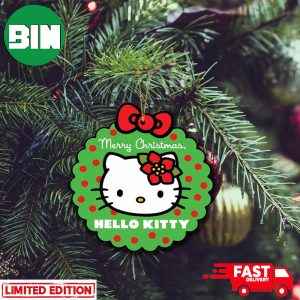 Merry Christmas 2023 Wreath Flower Hello Kitty Xmas Tree Decorations Best Ornament