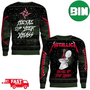 Metal Up Your Xmass Metallica Candy Crane On Toilet For Fans Christmas 2023 Ugly Sweater