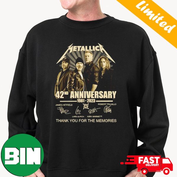 Metallica 42nd Anniversary 1981-2023 The Memories Signature Members For Fans T-Shirt