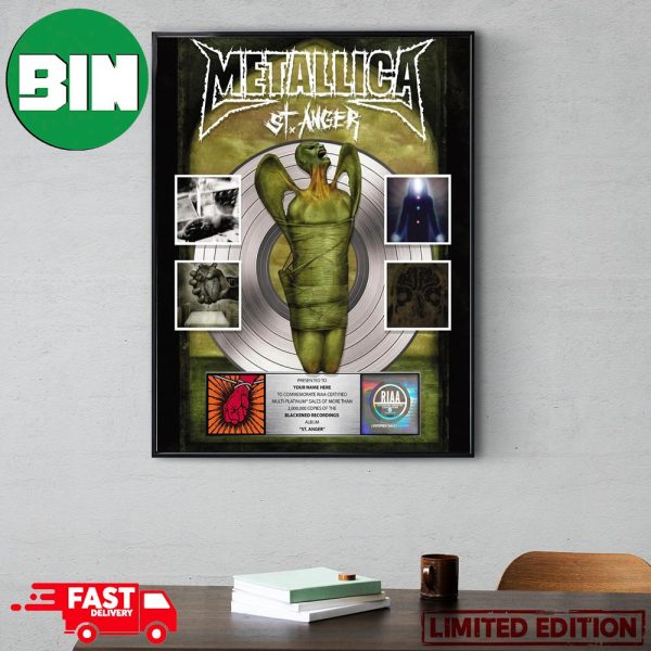 Metallica Blackened Recordings Album St Anger Platium Award Plaque Personalized Name The Metallica Black Box Poster Canvas