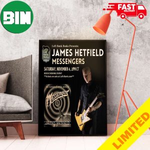 Metallica M72 St Louis Left Bank Bookx Presents The Guitars James Hetfield Messengers November 4 2023 Poster Canvas