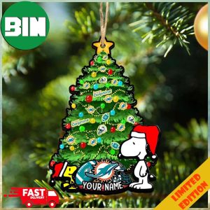 Miami Dolphins Customized Your Name Snoopy And Peanut Ornament Christmas Gifts For NFL Fans