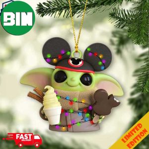 Mickey Hat Baby Yoda Ice Cream Christmas 2023 Star Wars Ornament
